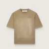Camiseta unisex de jersey de algodón color beige con logotipo bordado