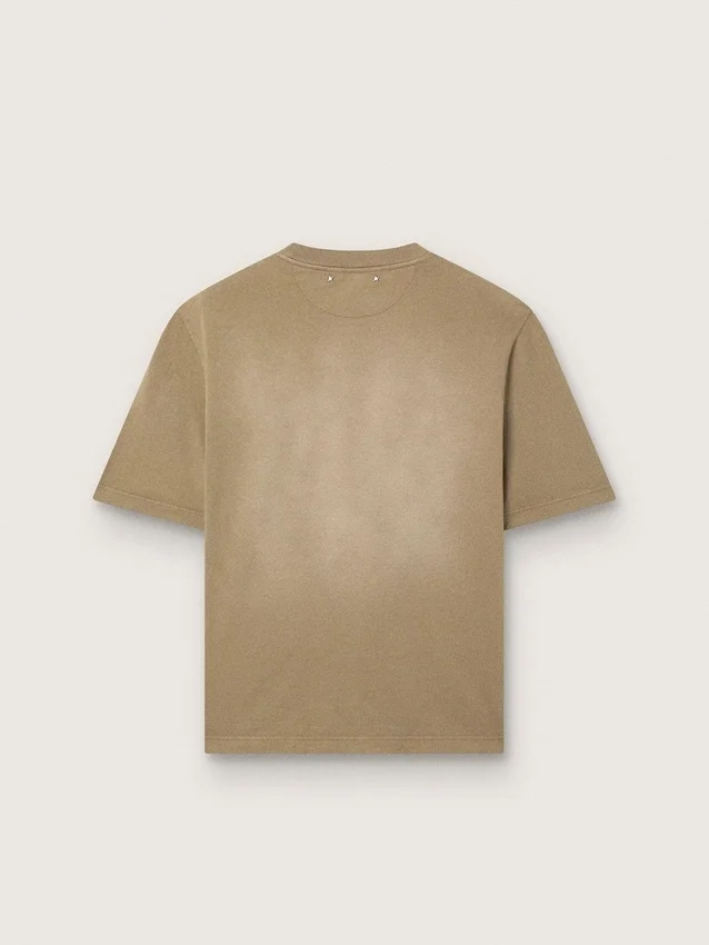 Camiseta unisex de jersey de algodón color beige con logotipo bordado