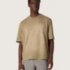Camiseta unisex de jersey de algodón color beige con logotipo bordado