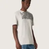 Camiseta unisex de jersey gris jaspeado con estampado de bandera