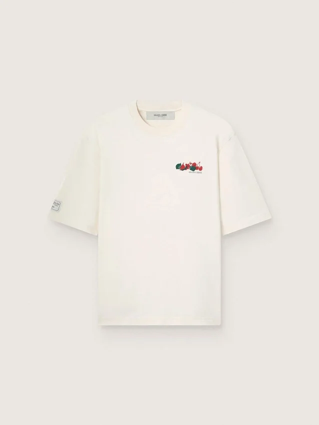 Camiseta unisex de la colección Resort, de algodón blanco con estampado y logotipo