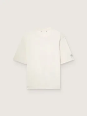 Camiseta unisex de la colección Resort, de algodón blanco con estampado y logotipo