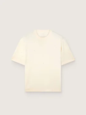 Camiseta unisex «Star» de algodón blanco con cristales degradados por toda la prenda y estampado en la espalda