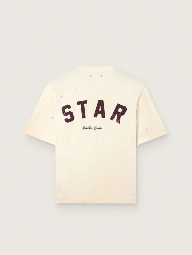 Camiseta unisex «Star» de algodón blanco con cristales degradados por toda la prenda y estampado en la espalda