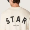 Camiseta unisex Star de algodón en blanco vintage con estampado negro en la espalda