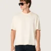 Camiseta unisex Star de algodón en blanco vintage con estampado negro en la espalda