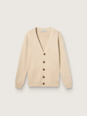 Cardigan beige para hombre con la inscripción «Golden» en la espalda
