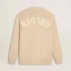 Cardigan beige para hombre con la inscripción «Golden» en la espalda