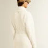 Cardigan de algodón color crema para mujer con bordado floral