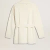 Cardigan de algodón color crema para mujer con bordado floral