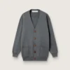 Cardigan de algodón gris melange para mujer con logotipo en la espalda
