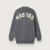 Cardigan de algodón gris melange para mujer con logotipo en la espalda