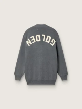 Cardigan de algodón gris melange para mujer con logotipo en la espalda
