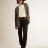 Cardigan de algodón gris melange para mujer con logotipo en la espalda