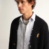 Cardigan de la Golden Collection en algodón azul oscuro con acabado desgastado