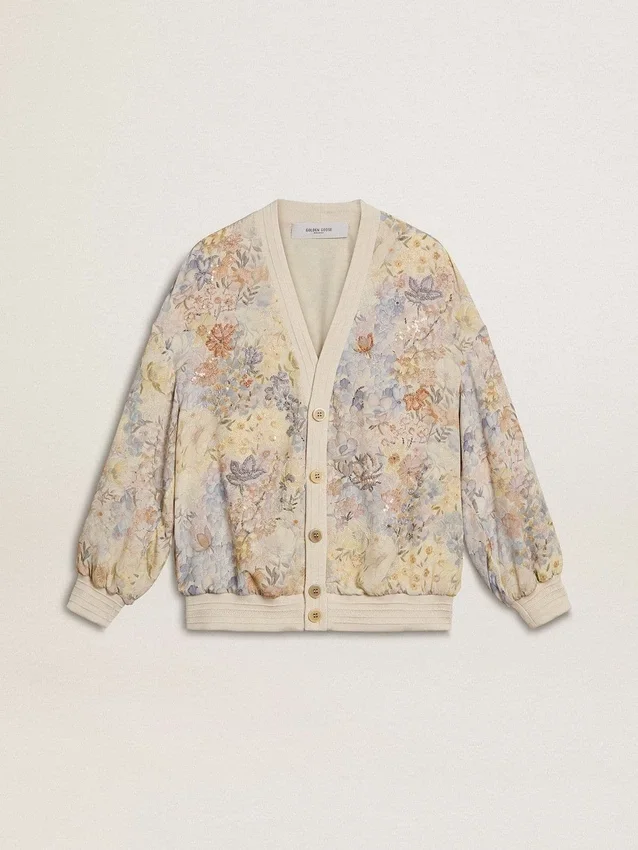 Cardigan de mujer con estampado floral y bordados