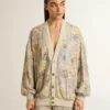 Cardigan de mujer con estampado floral y bordados