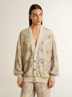 Cardigan de mujer con estampado floral y bordados