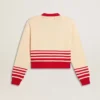 Cardigan de mujer en color crema con rayas rojas