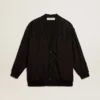 Cardigan negro para mujer con bordado en tonos degradados