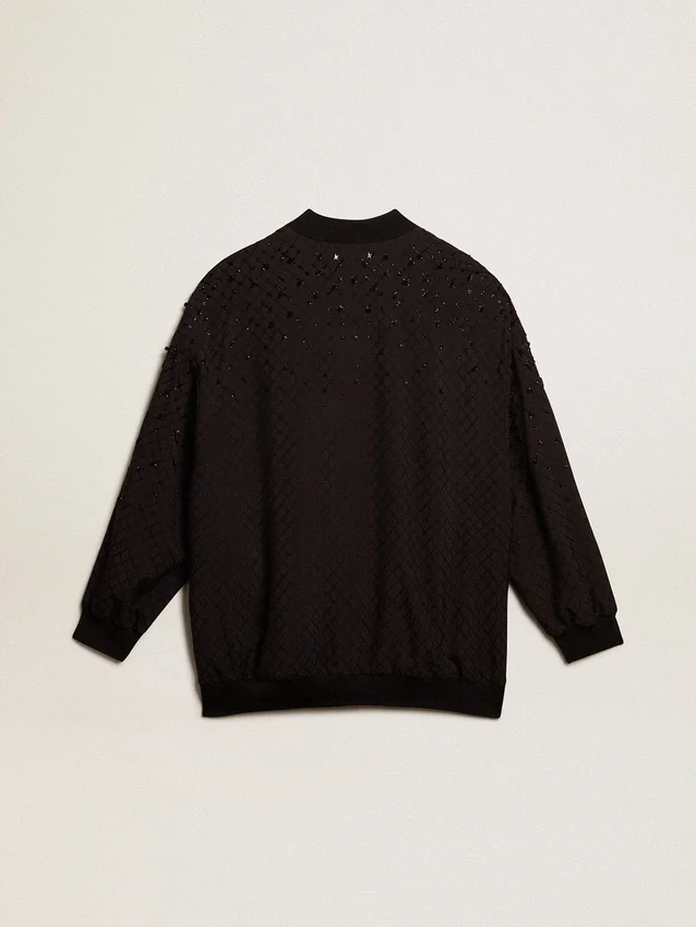 Cardigan negro para mujer con bordado en tonos degradados