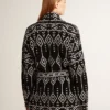 Cardigan negro para mujer con cinturón y cristales