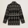Cardigan negro para mujer con cinturón y cristales