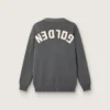 Cardigan para hombre de algodón gris melange con logotipo en la espalda