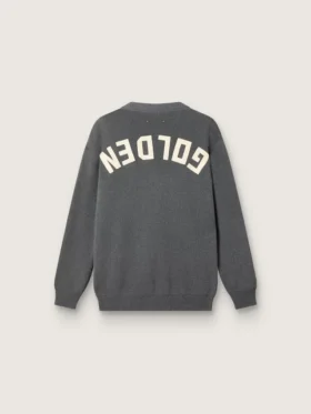 Cardigan para hombre de algodón gris melange con logotipo en la espalda