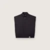 Chaleco para hombre en sarga de algodón azul oscuro con cremallera y etiqueta con estampado de bandera