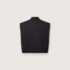 Chaleco para hombre en sarga de algodón azul oscuro con cremallera y etiqueta con estampado de bandera