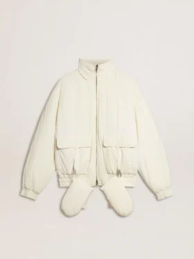 Chaqueta acolchada color crema para mujer