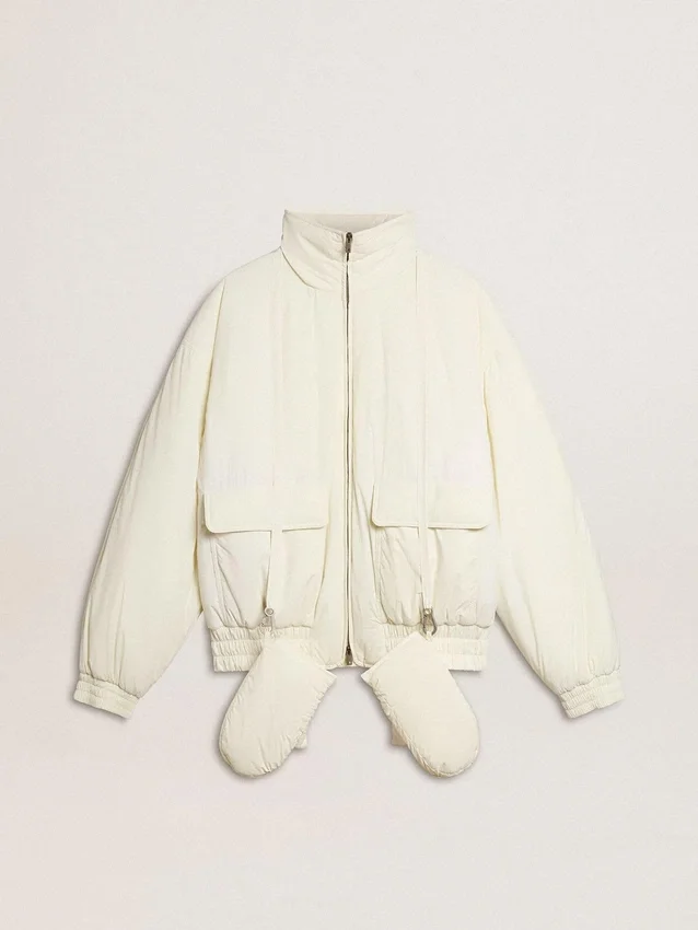 Chaqueta acolchada color crema para mujer