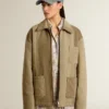 Chaqueta acolchada unisex en tonos caqui