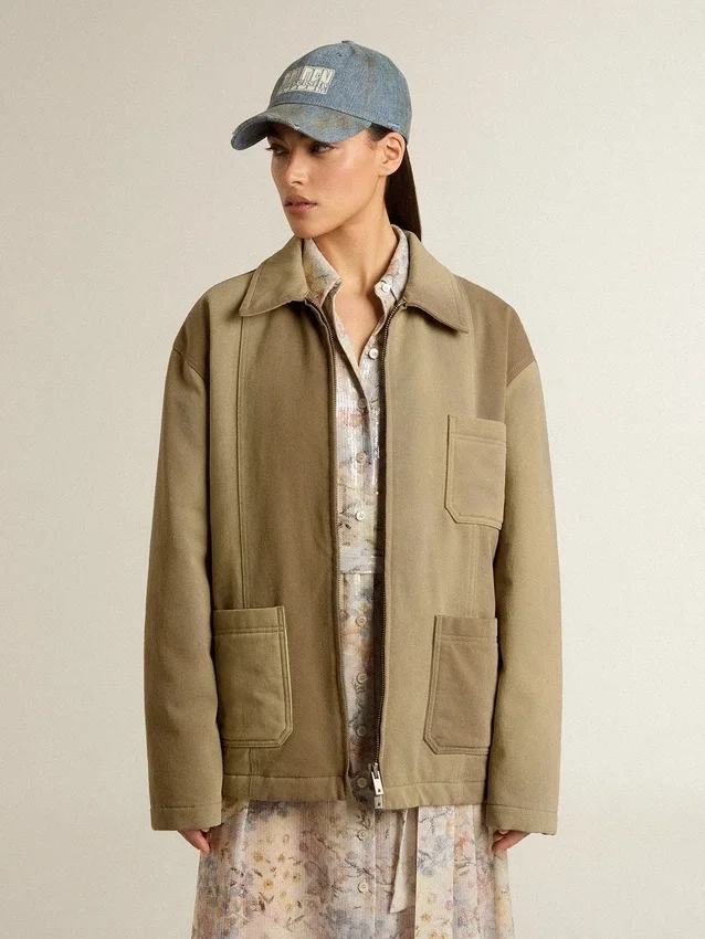 Chaqueta acolchada unisex en tonos caqui
