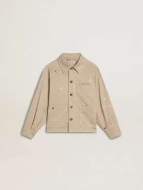 Chaqueta beige para niños con salpicaduras multicolores