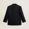 Chaqueta blazer de mezcla de lana azul oscuro para mujer