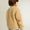 Chaqueta bomber de felpa beige para niños
