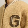 Chaqueta bomber de felpa beige para niños