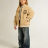 Chaqueta bomber de felpa beige para niños