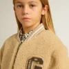 Chaqueta bomber de felpa beige para niños