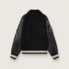 Chaqueta bomber de lana negra con parche