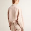 Chaqueta bomber de mezclilla teñida de rosa para mujer