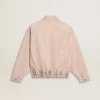 Chaqueta bomber de mezclilla teñida de rosa para mujer
