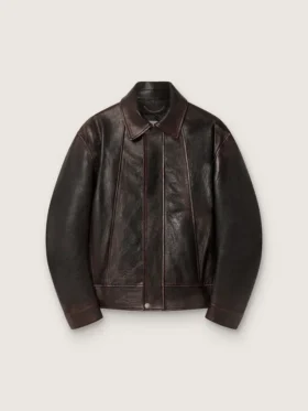 Chaqueta bomber para hombre en piel napa color burdeos