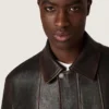 Chaqueta bomber para hombre en piel napa color burdeos
