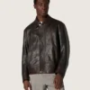 Chaqueta bomber para hombre en piel napa color burdeos