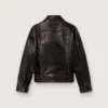 Chaqueta bomber para mujer en piel napa color burdeos oscuro con bordados florales