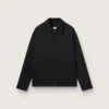 Chaqueta con cremallera para hombre en gabardina de lana negra
