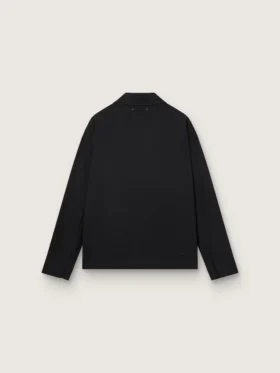 Chaqueta con cremallera para hombre en gabardina de lana negra